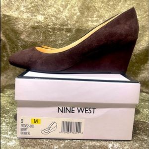 Nine West brown suede wedges NEW